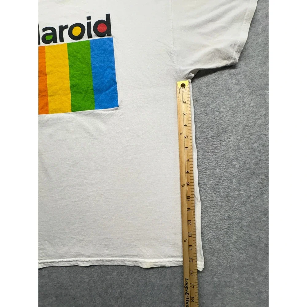 Polaroid T Shirt Mens XL White Fruit of the Loom HD Cotton Rainbow Logo Graphic